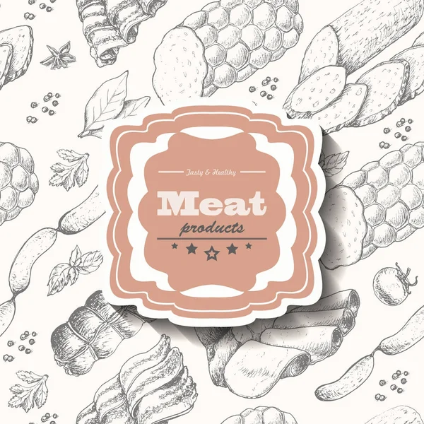 矢量背景与肉类产品 — 图库矢量图片