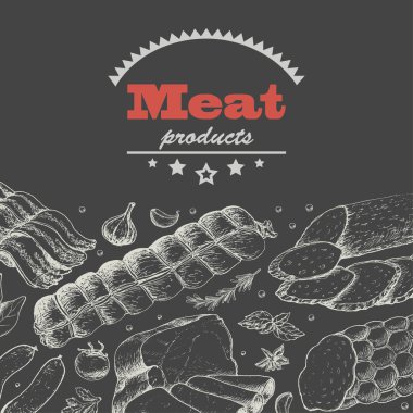 Et ürünleri ile vektör arka plan