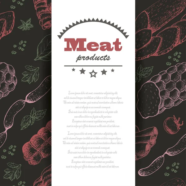Fond vectoriel avec produits à base de viande — Image vectorielle