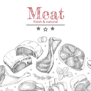 Et ürünleri ile vektör arka plan