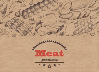 Et ürünleri ile yatay arka plan