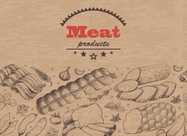 Et ürünleri ile yatay arka plan