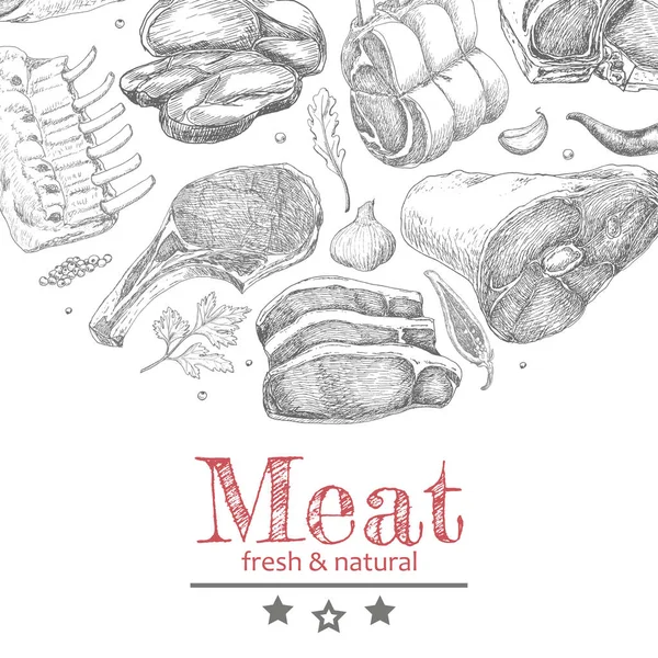 Vektorhintergrund mit Fleischprodukten — Stockvektor