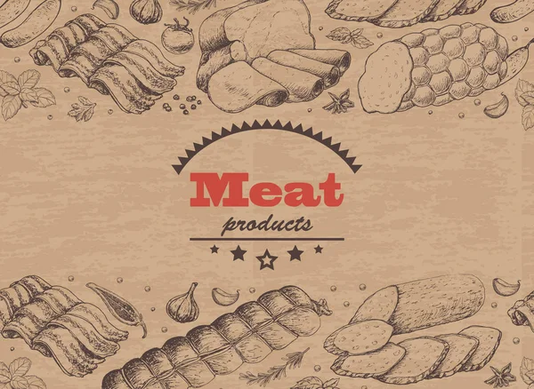 Poziome podłoże z produktów mięsnych — Wektor stockowy