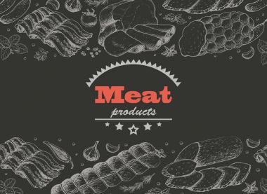 Et ürünleri ile yatay arka plan