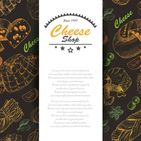 Fondo vectorial con productos de queso — Archivo Imágenes Vectoriales