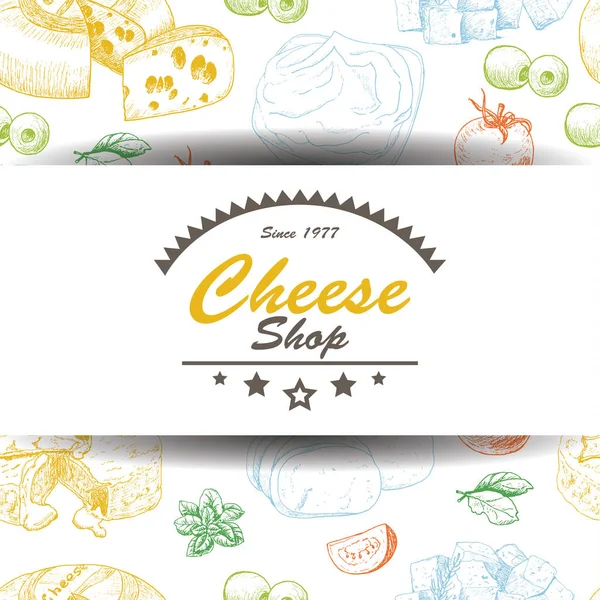 Fondo vectorial con productos de queso — Archivo Imágenes Vectoriales