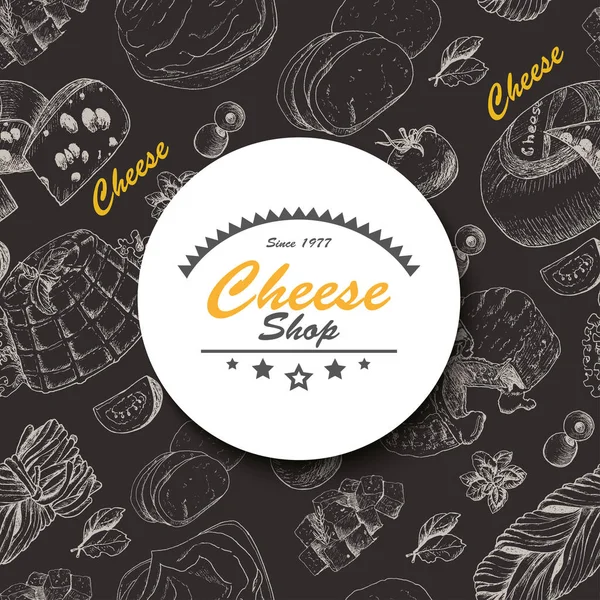 Fondo vectorial con productos de queso — Vector de stock