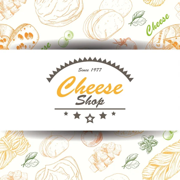 Fondo vectorial con productos de queso — Vector de stock
