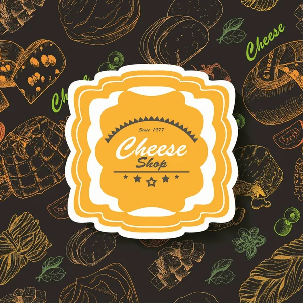 Vector background with cheese products — Stock Vector