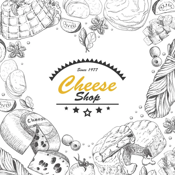 Векторний фон з сирними продуктами — стоковий вектор