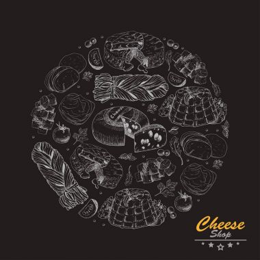 Vektör daire peynir farklı türdeki