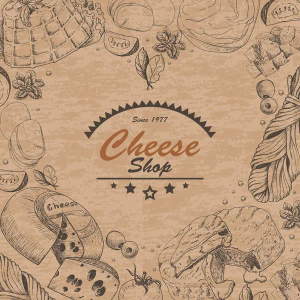 チーズ製品のベクトルの背景 — ストックベクタ