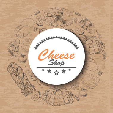 Vektör daire peynir farklı türdeki