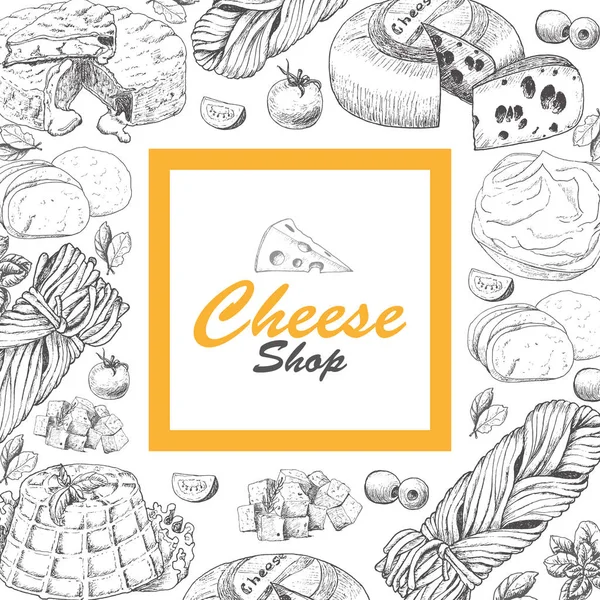 Fondo vectorial con productos de queso — Archivo Imágenes Vectoriales