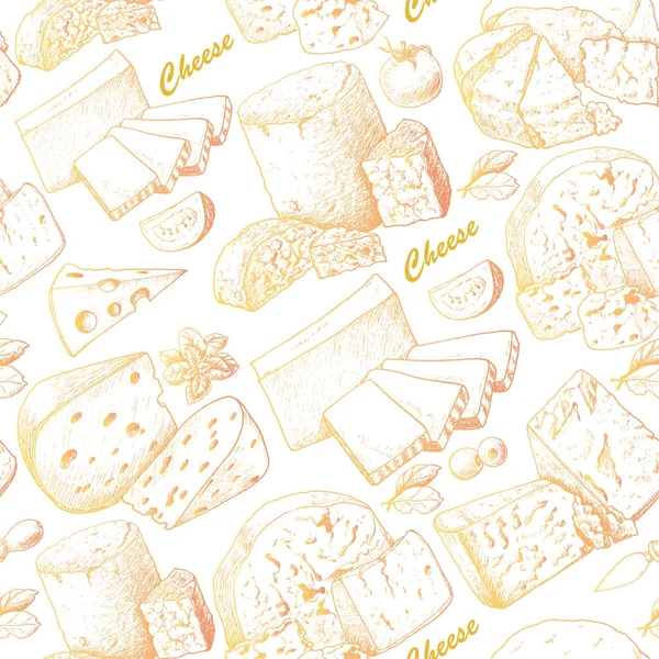 无缝模式与奶酪产品 — 图库矢量图片