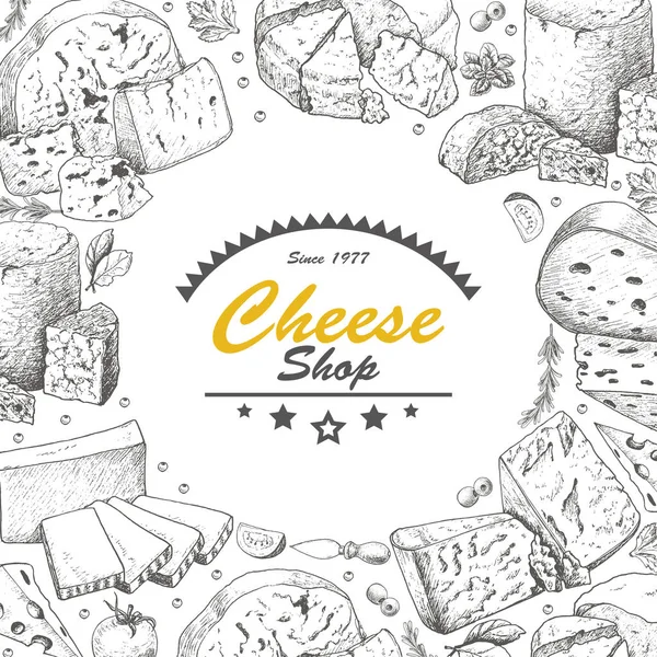 Fondo vectorial con productos de queso — Archivo Imágenes Vectoriales