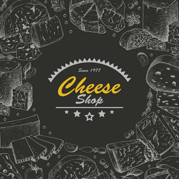 Fondo vectorial con productos de queso — Archivo Imágenes Vectoriales