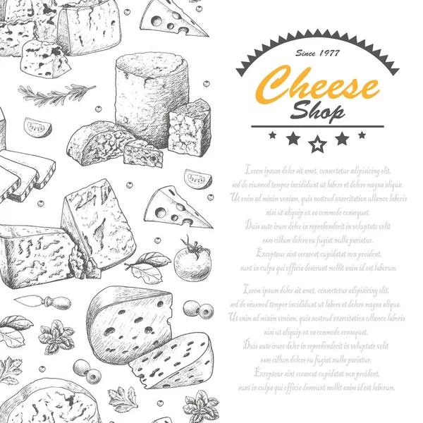 Fondo vertical con productos de queso — Archivo Imágenes Vectoriales