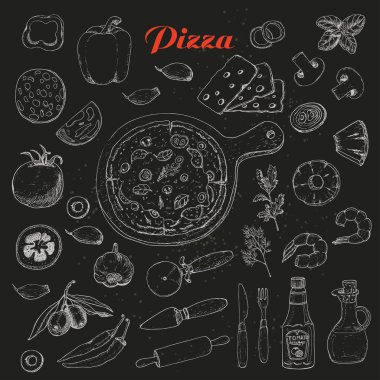 Pizza pişirme için izole maddeler kümesi