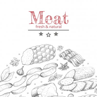 Et ürünleri ile vektör arka plan