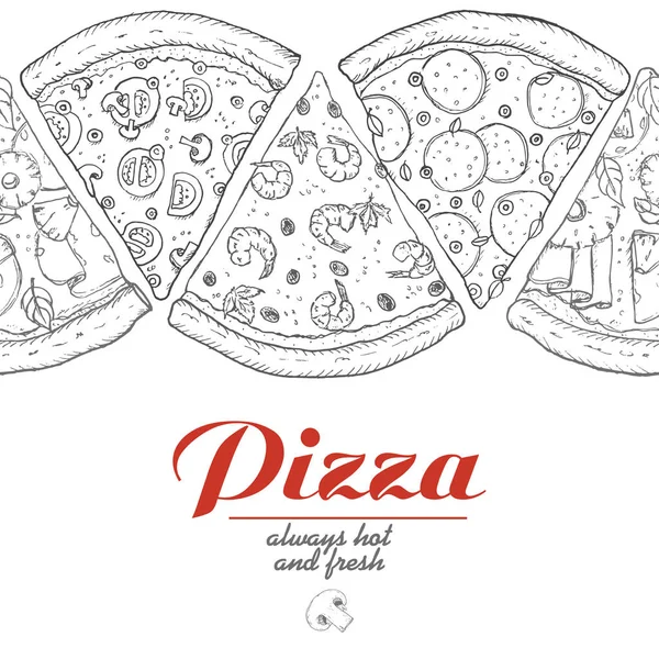 Векторный фон с кусочками пиццы — стоковый вектор