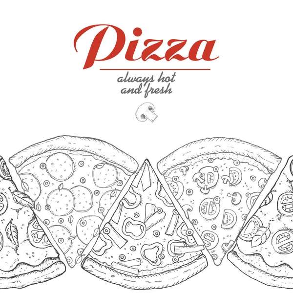 Векторный фон с кусочками пиццы — стоковый вектор