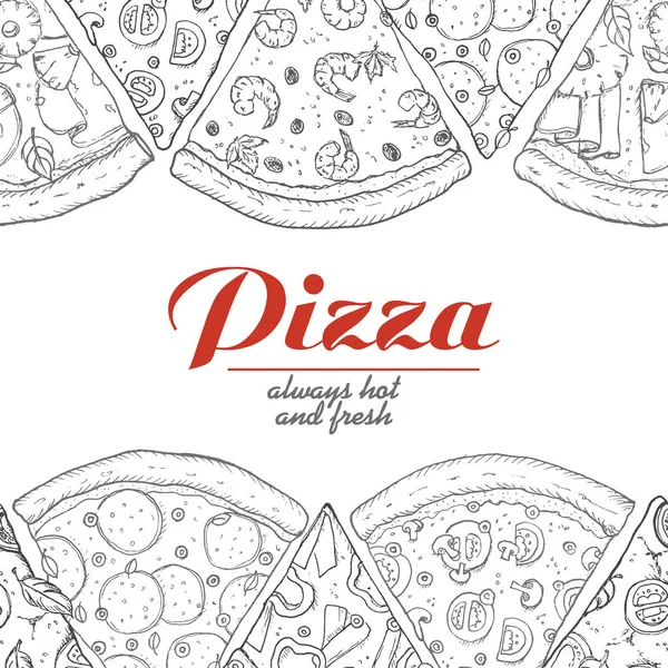 Dilim pizza ile vektör arka plan — Stok Vektör