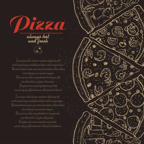 Fondo vectorial con trozos de pizza — Archivo Imágenes Vectoriales