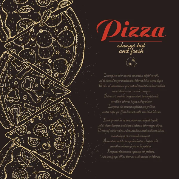 Fondo vectorial con trozos de pizza — Archivo Imágenes Vectoriales