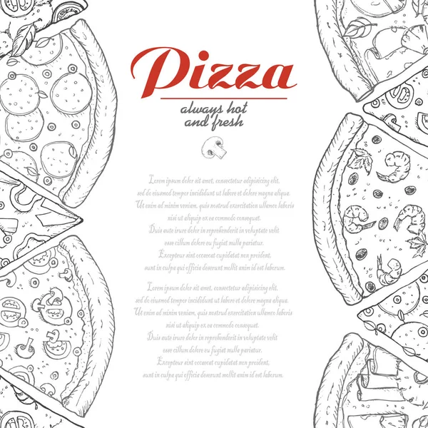 Vector achtergrond met stukjes pizza — Stockvector
