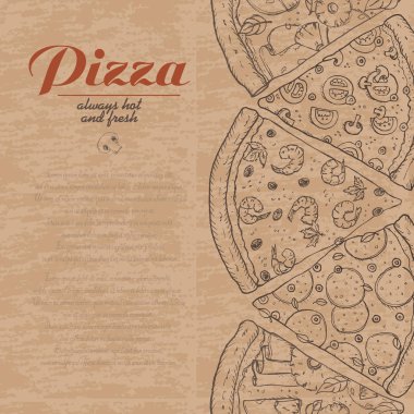 Dilim pizza ile vektör arka plan