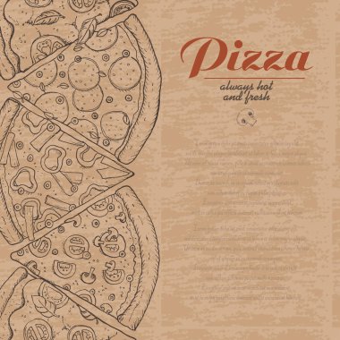 Dilim pizza ile vektör arka plan