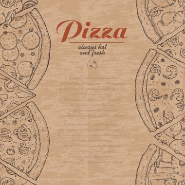 Dilim pizza ile vektör arka plan