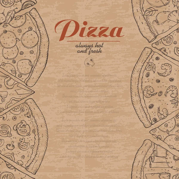 Fond vectoriel avec des morceaux de pizza — Image vectorielle