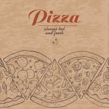 Dilim pizza ile vektör arka plan