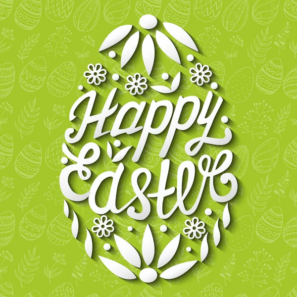 Happy Easter Egg lettering em fundo sem costura — Vetor de Stock