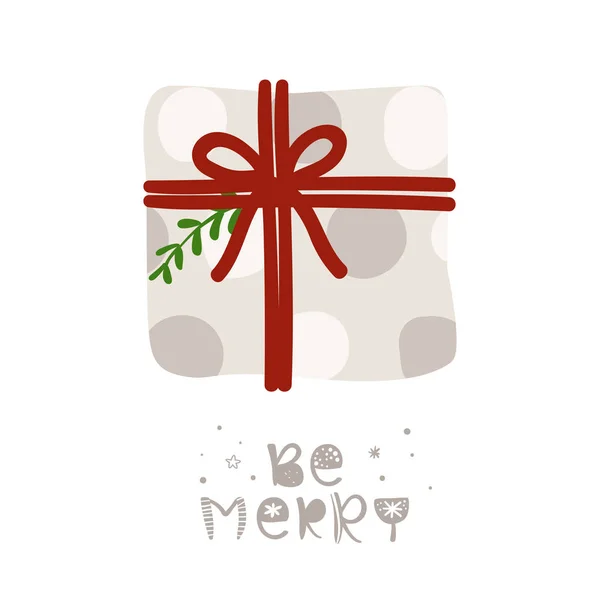圣诞贺卡，附有礼物和信笺. — 图库矢量图片