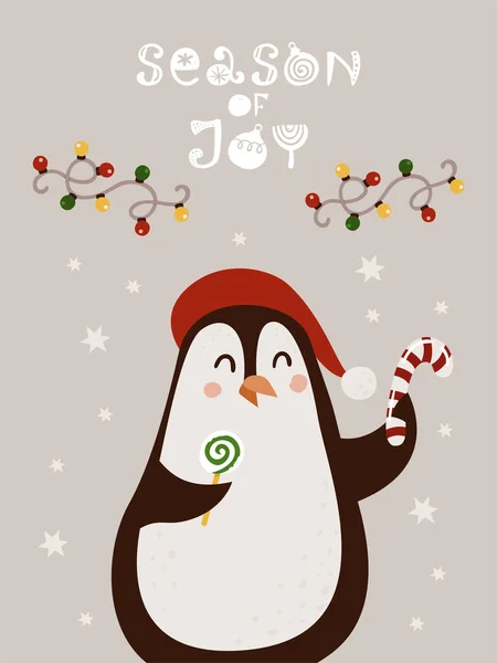 企鹅圣诞卡片 — 图库矢量图片