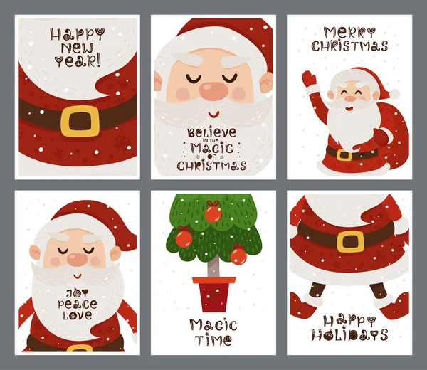 Conjunto de tarjetas de Navidad con Santa — Archivo Imágenes Vectoriales