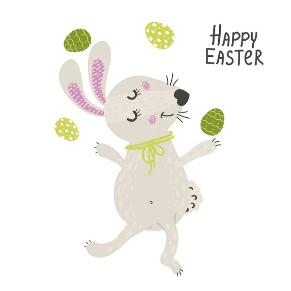 带蛋的可爱兔子。 复活节快乐兔子 — 图库矢量图片
