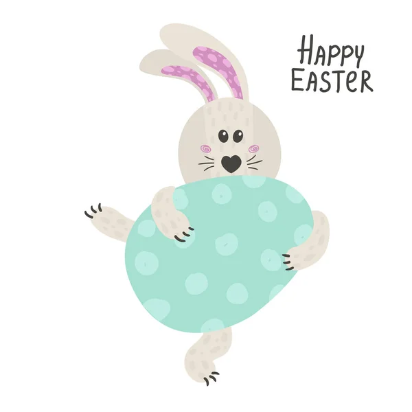Lindo conejo con huevos de Pascua. Feliz conejito de Pascua — Vector de stock