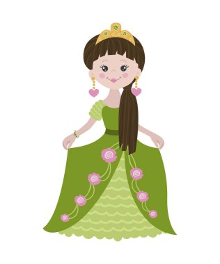 Beyaz arka planda sevimli, soyutlanmış prenses..