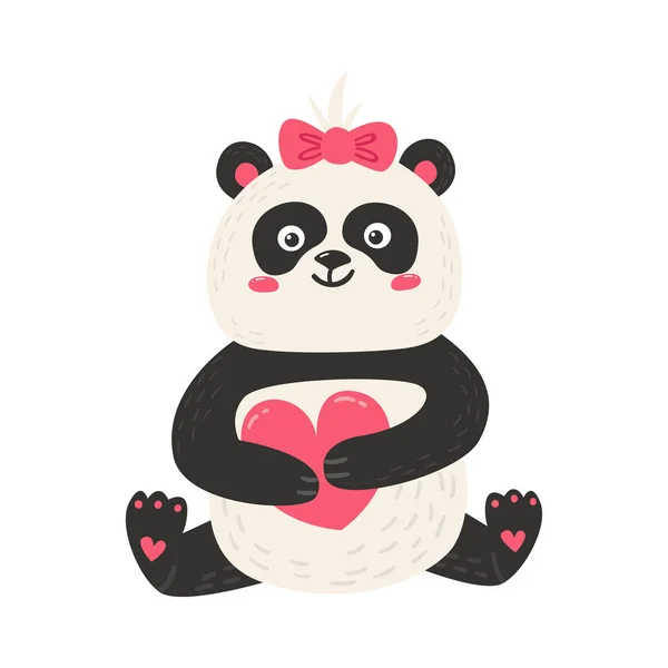 Cartaz bonito com urso panda — Vetor de Stock
