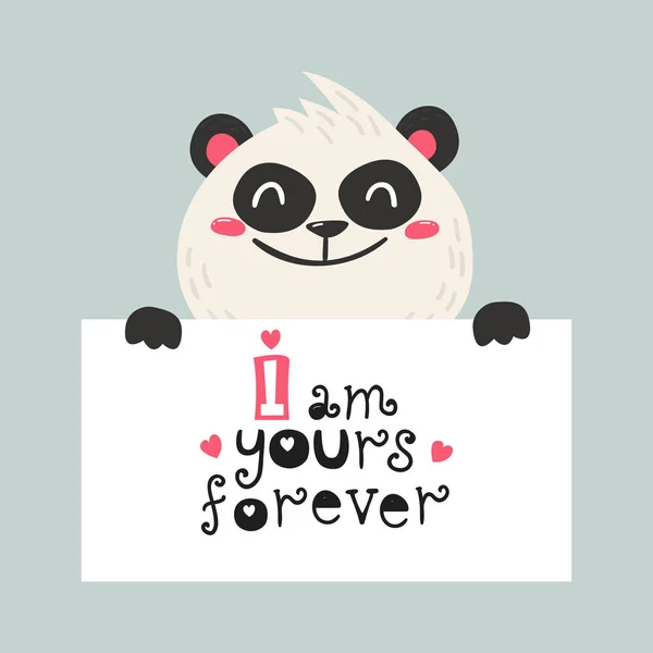 Mignon poster avec ours panda — Image vectorielle
