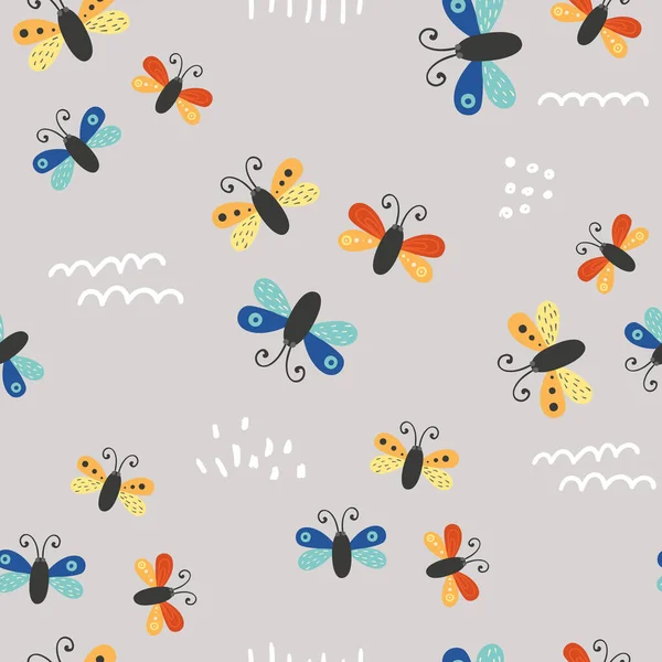 Seamless pattern with butterflies. — Stock Vector