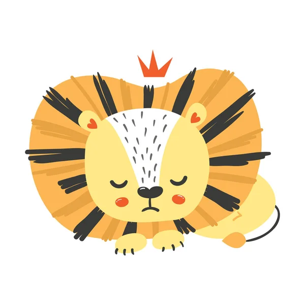 Mignon Lion Drôle Personnage Pour Les Enfants Elément Isolé Pour — Image vectorielle