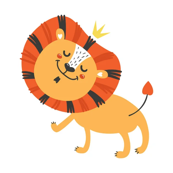 Mignon Lion Drôle Personnage Pour Les Enfants Elément Isolé Pour — Image vectorielle