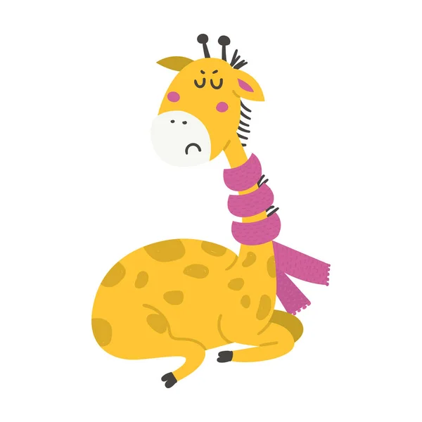 Jolie Petite Girafe Dessin Animé Elément Isolé Pour Autocollants Cartes — Image vectorielle