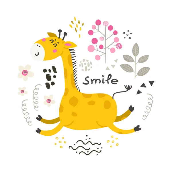 Affiche vectorielle avec Girafe mignonne . — Image vectorielle